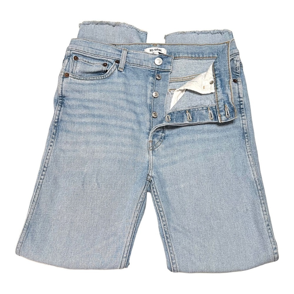ReDone Comfort Stretch High Rise Button Fly Distressed Stove Pipe Jeans Women 31 - Picture 8 of 15